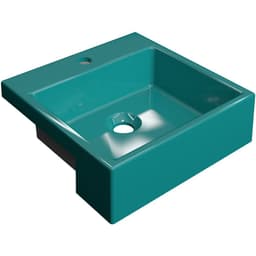 Cuba de Semi Encaixe Quadrada C01 Para Banheiro XQ355 Azul Turquesa - Lyam Decor