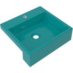 Cuba de Semi Encaixe Quadrada C01 Para Banheiro XQ395 Azul Turquesa - Lyam Decor