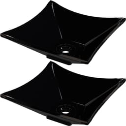 Kit 02 Cubas de Apoio Quadrada Lux Para Banheiro Lavabo C01 L30 Preto - Lyam Decor