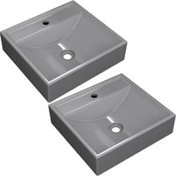 Kit 02 Cubas de Apoio Quadrada Para Banheiro Lavabo C01 Q39W Cinza - Lyam Decor