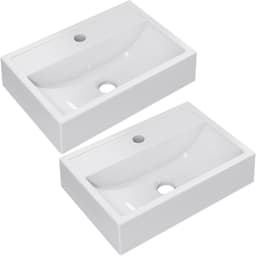 Kit 02 Cubas de Apoio Retangular Para Banheiro Lavabo C01 Q450 Branco - Lyam Decor