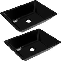 Kit 02 Cubas de Apoio Retangular Para Banheiro Lavabo C01 RT45 Preto - Lyam Decor