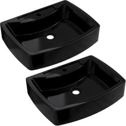 Kit 02 Cubas de Apoio Retangular Para Banheiro Lavabo C01 RT50 Preto - Lyam Decor