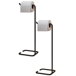 Kit 02 Suportes Papeleira De Chão Para Banheiro Lavabo Set Aço Multiuso D01 Preto Fosco - Lyam Decor