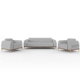 Kit Sofá 3 Lugares 210cm Com 2 Poltronas Molino Pés D'ouro D02 Linho Cinza D-315 - Lyam Decor
