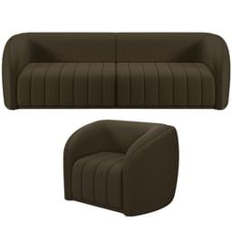 Kit Sofá 5 Lugares Para Sala Estar 332 cm com 01 Poltrona Lazio M03 Veludo Marrom - Lyam Decor