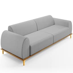 Sofá 03 Lugares Para Sala de Estar Kiev 210 cm D02 Linho Cinza D-315 - Lyam Decor