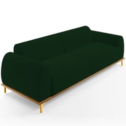 Sofá 03 Lugares Para Sala de Estar Kiev 210 cm D02 Veludo Verde Musgo C-303 - Lyam Decor