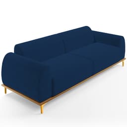 Sofá 03 Lugares Para Sala de Estar Kiev 230 cm D02 Veludo Azul Marinho C-304 - Lyam Decor