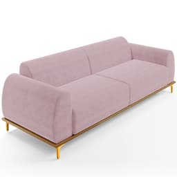 Sofá 03 Lugares Para Sala de Estar Kiev 230 cm D02 Veludo Rosê C-305 - Lyam Decor