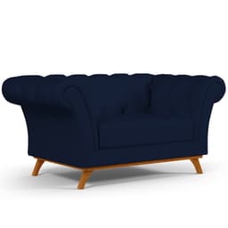 Sofá 2 Lugares Para Sala de Estar Império 150 cm D02 Veludo Azul Oxford C-304 - Lyam Decor