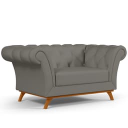 Sofá 2 Lugares Para Sala de Estar Império 150 cm D02 Veludo Cinza C-317 - Lyam Decor