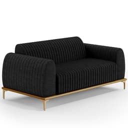 Sofá 2 Lugares Para Sala de Estar Molino 150 cm D02 Pés D'Ouro Linho Chumbo D-465 - Lyam Decor