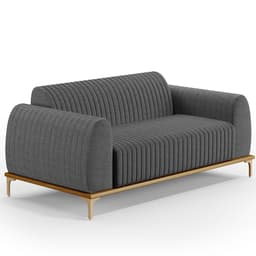 Sofá 2 Lugares Para Sala de Estar Molino 150 cm D02 Pés D'Ouro Linho Cinza Escuro C-416 - Lyam Decor