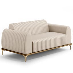 Sofá 2 Lugares Para Sala de Estar Molino 150 cm D02 Pés D'Ouro Veludo Bege C-309 - Lyam Decor
