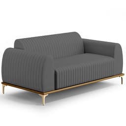 Sofá 2 Lugares Para Sala de Estar Molino 150 cm D02 Pés D'Ouro Veludo Cinza C-317 - Lyam Decor