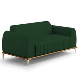 Sofá 2 Lugares Para Sala de Estar Molino 150 cm D02 Pés D'Ouro Veludo Verde Musgo C-303 - Lyam Decor