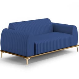 Sofá 2 Lugares Para Sala de Estar Molino 150cm D02 Pés D'Ouro Veludo Azul Marinho C-304 - Lyam Decor