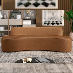 Sofá 3 Lugares Curvo Sala de Estar Living Cancún D02 Couríssimo Whisky 210 cm B-90 - Lyam Decor