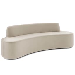 Sofá 3 Lugares Curvo Sala de Estar Living Cancún D02 Veludo Bege 210 cm C-309 - Lyam Decor