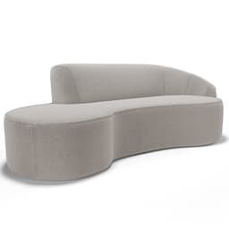 Sofá 3 Lugares Curvo Sala de Estar Living Firenze Direito D02 Bouclê Bege 180 cm B-62 - Lyam