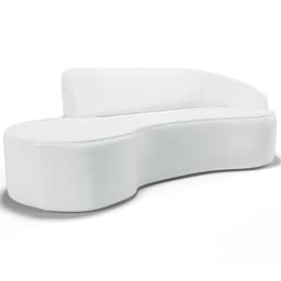 Sofá 3 Lugares Curvo Sala de Estar Living Firenze Direito D02 Corano Branco 180 cm C-12 - Lyam