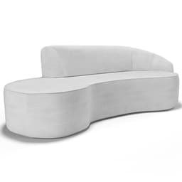 Sofá 3 Lugares Curvo Sala de Estar Living Firenze Direito D02 Linho Cinza 210 cm D-315 - Lyam