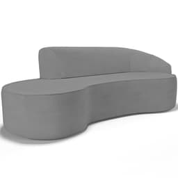 Sofá 3 Lugares Curvo Sala de Estar Living Firenze Direito D02 Linho Cinza Escuro 180 cm C-416 - Lyam