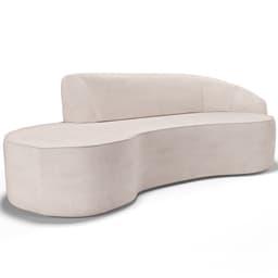 Sofá 3 Lugares Curvo Sala de Estar Living Firenze Direito D02 Linho Cru 230 cm D-461 - Lyam