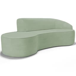 Sofá 3 Lugares Curvo Sala de Estar Living Firenze Direito D02 Linho Verde 180 cm D-477 - Lyam