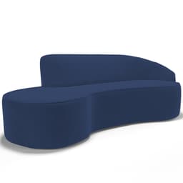 Sofá 3 Lugares Curvo Sala de Estar Living Firenze Direito D02 Veludo Azul Marinho 230 cm C-304 - Lyam