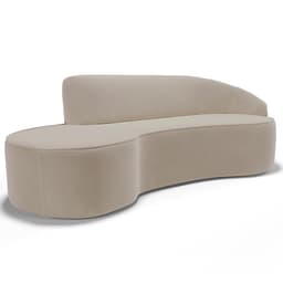 Sofá 3 Lugares Curvo Sala de Estar Living Firenze Direito D02 Veludo Champagne 210 cm C-68 - Lyam