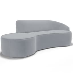 Sofá 3 Lugares Curvo Sala de Estar Living Firenze Direito D02 Veludo Cinza 230 cm C-317 - Lyam