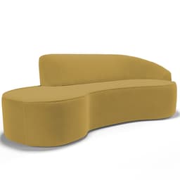 Sofá 3 Lugares Curvo Sala de Estar Living Firenze Direito D02 Veludo Mostarda 180 cm C-279 - Lyam