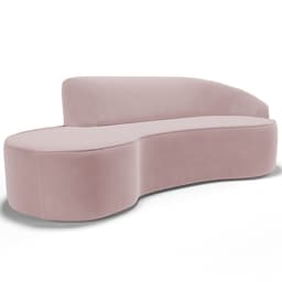 Sofá 3 Lugares Curvo Sala de Estar Living Firenze Direito D02 Veludo Rosê 180 cm C-305 - Lyam