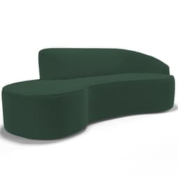 Sofá 3 Lugares Curvo Sala de Estar Living Firenze Direito D02 Veludo Verde Musgo 230 cm C-303 - Lyam