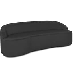 Sofá 3 Lugares Curvo Sala de Estar Living Lótus D02 Corino Preto 210 cm C-05 - Lyam