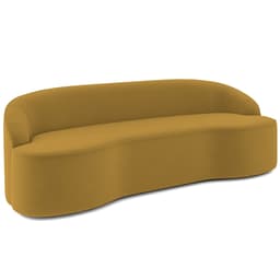 Sofá 3 Lugares Curvo Sala de Estar Living Lótus D02 Veludo Mostarda 210 cm C-279 - Lyam Decor