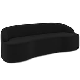 Sofá 3 Lugares Curvo Sala de Estar Living Lótus D02 Veludo Preto 180 cm C-300 - Lyam