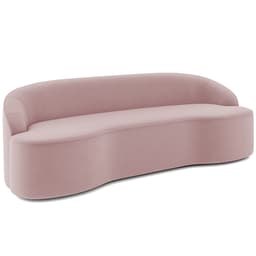 Sofá 3 Lugares Curvo Sala de Estar Living Lótus D02 Veludo Rosê 180 cm C-305 - Lyam