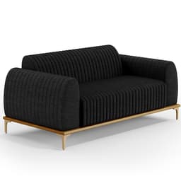 Sofá 3 Lugares Para Sala De Estar Molino 210 Cm D02 Pés D'ouro Linho Chumbo D-465 - Lyam Decor