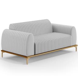 Sofá 3 Lugares Para Sala De Estar Molino 210 Cm D02 Pés D'ouro Linho Cinza D-315 - Lyam Decor