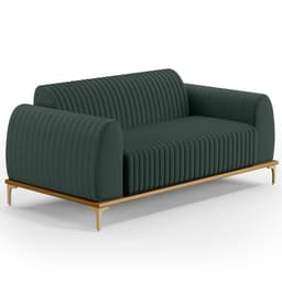 Sofá 3 Lugares Para Sala De Estar Molino 210 Cm D02 Pés D'ouro Linho Verde Musgo C-117 - Lyam Decor