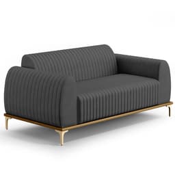 Sofá 3 Lugares Para Sala De Estar Molino 210 Cm D02 Pés D'ouro Veludo Cinza C-317 - Lyam Decor