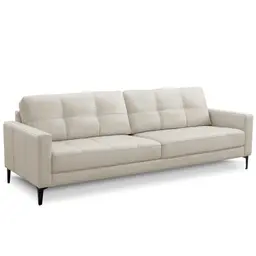 Sofá 3 Lugares Para Sala Living Industrial 240cm Amélie L06 Couro Off White - Lyam Decor