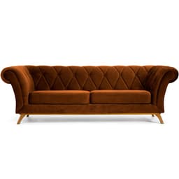 Sofá 3 Lugares Para Sala de Estar Império 180 cm D02 Veludo Telha B-262 - Lyam Decor