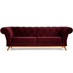 Sofá 3 Lugares Para Sala de Estar Império 230 cm D02 Veludo Marsala B-278 - Lyam Decor