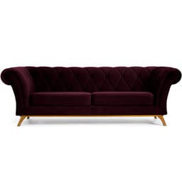 Sofá 3 Lugares Para Sala de Estar Império 230 cm D02 Veludo Roxo Grape C-292 - Lyam Decor