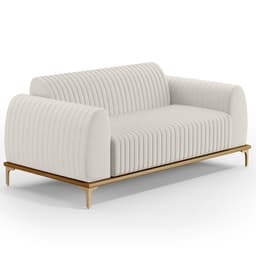 Sofá 3 Lugares Para Sala de Estar Molino 180 cm D02 Pés D'Ouro Linho Cru C-443 - Lyam Decor