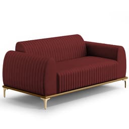 Sofá 3 Lugares Para Sala de Estar Molino 180 cm D02 Pés D'Ouro Veludo Marsala C-278 - Lyam Decor